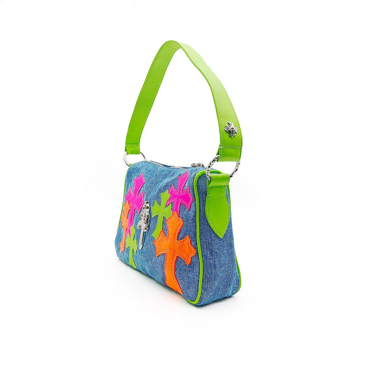 Chrome Hearts Miami Art Basel Multi - Color Patch Denim Cross Patch Nugget Bag - SHENGLI ROAD MARKET