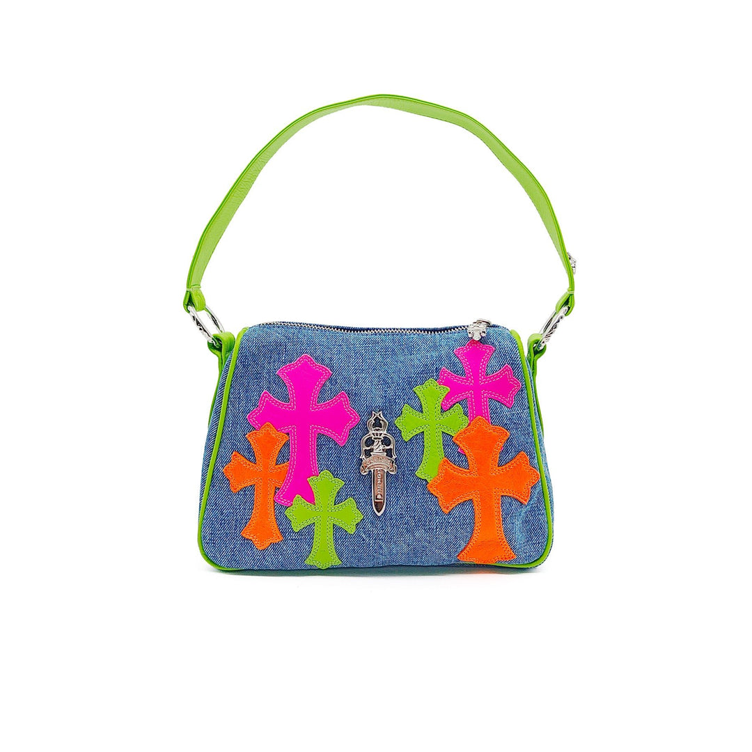 Chrome Hearts Miami Art Basel Multi - Color Patch Denim Cross Patch Nugget Bag - SHENGLI ROAD MARKET