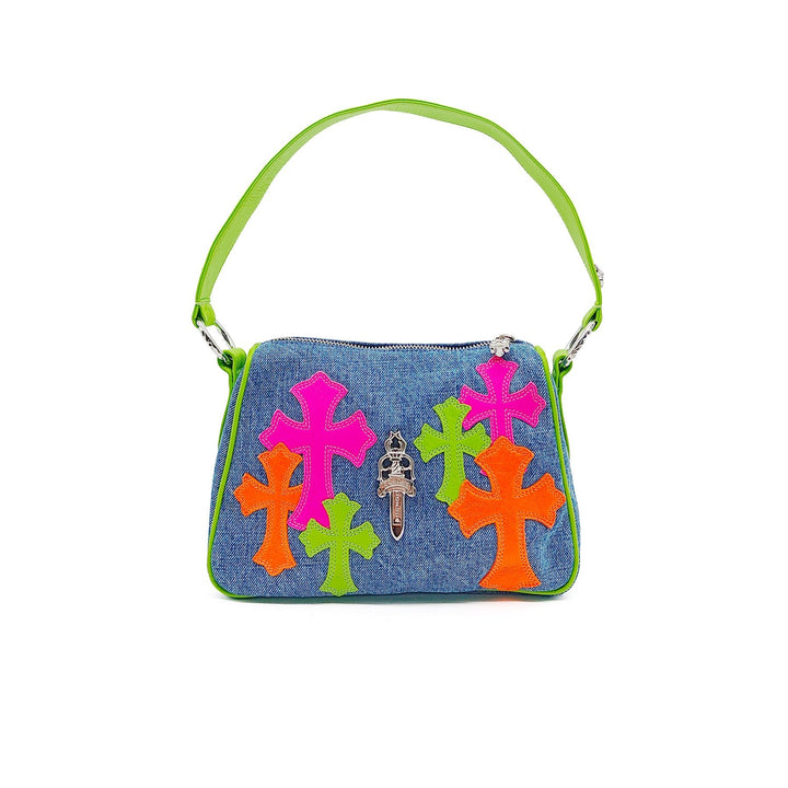 Chrome Hearts Miami Art Basel Multi - Color Patch Denim Cross Patch Nugget Bag - SHENGLI ROAD MARKET