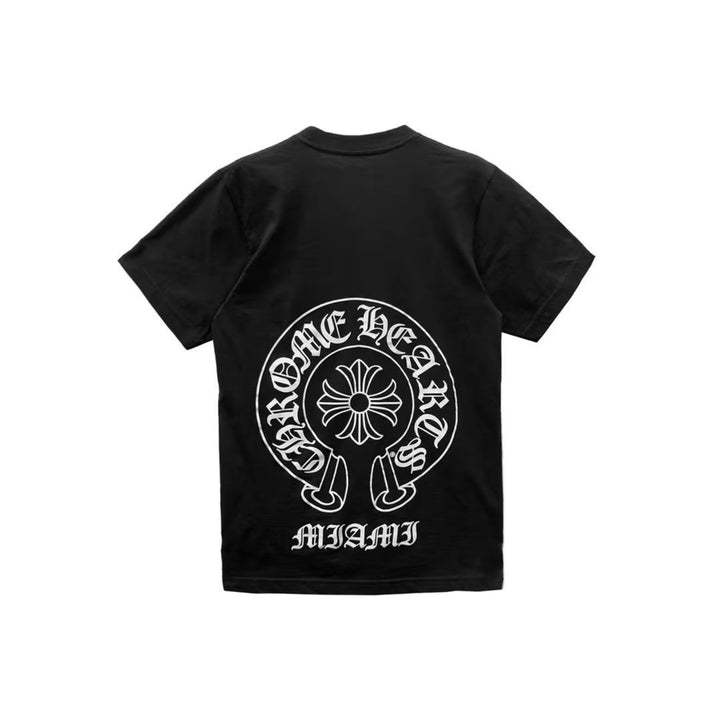Chrome Hearts Miami Exclusive Black Horseshoe Short Sleeve Tee