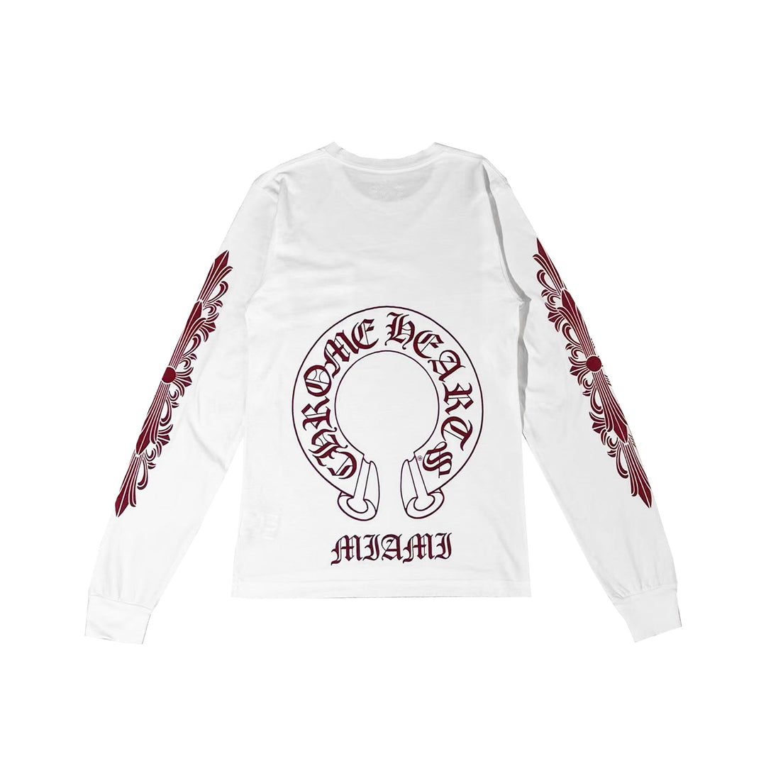 Chrome Hearts Miami Exclusive Red Horseshoe Long Sleeve Tee - SHENGLI ROAD MARKET