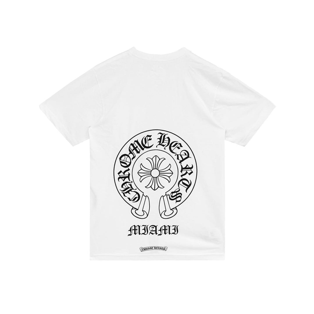 Chrome Hearts Miami Exclusive White Horseshoe Short Sleeve Tee - SHENGLI ROAD MARKET