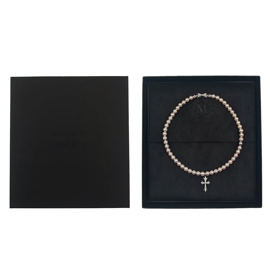 Chrome Hearts Mikimoto 18K White Gold Cross Akoyo Pearl Necklace - SHENGLI ROAD MARKET