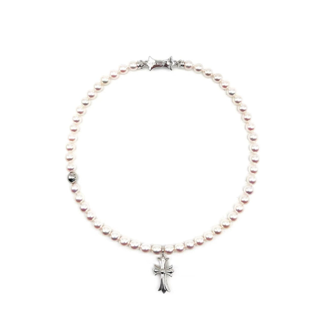 Chrome Hearts Mikimoto 18K White Gold Cross Akoyo Pearl Necklace - SHENGLI ROAD MARKET