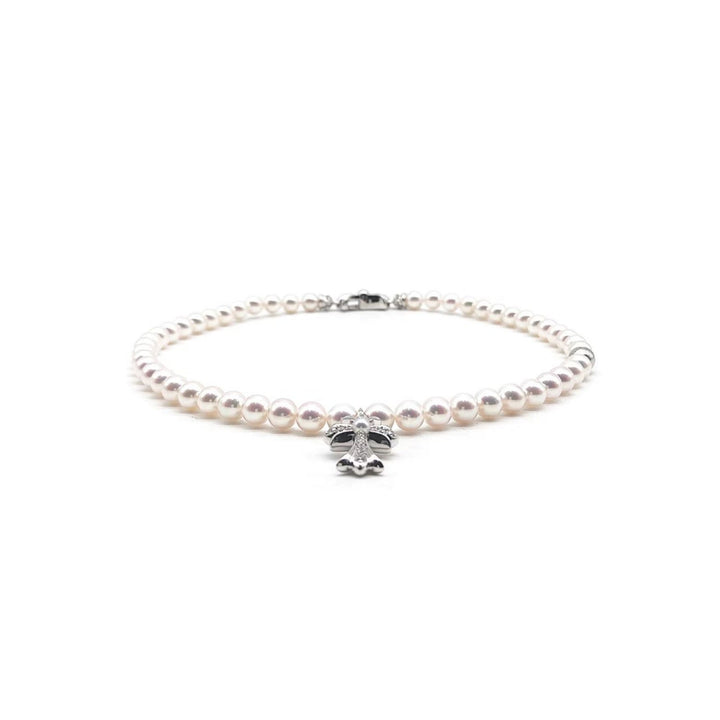 Chrome Hearts Mikimoto 18K White Gold Cross Akoyo Pearl Necklace - SHENGLI ROAD MARKET