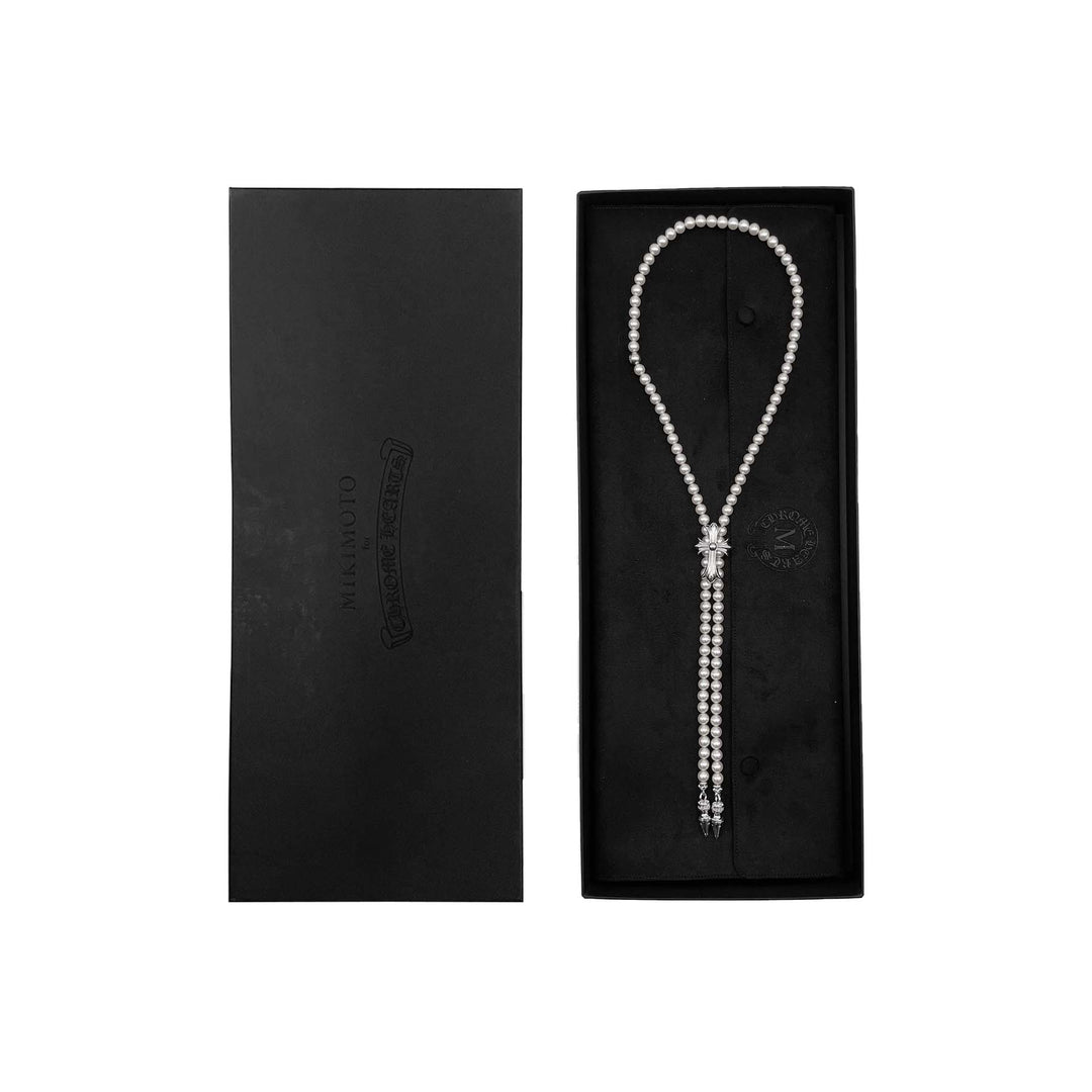 Chrome Hearts Mikimoto 18K White Gold Cross Bolo Tie Necklace - SHENGLI ROAD MARKET