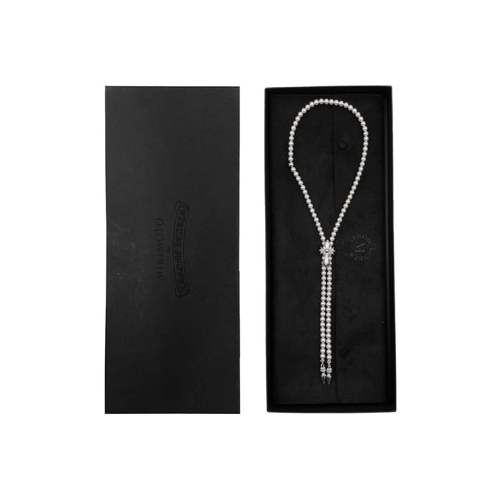 Chrome Hearts Mikimoto 18K White Gold Cross Bolo Tie Necklace - SHENGLI ROAD MARKET