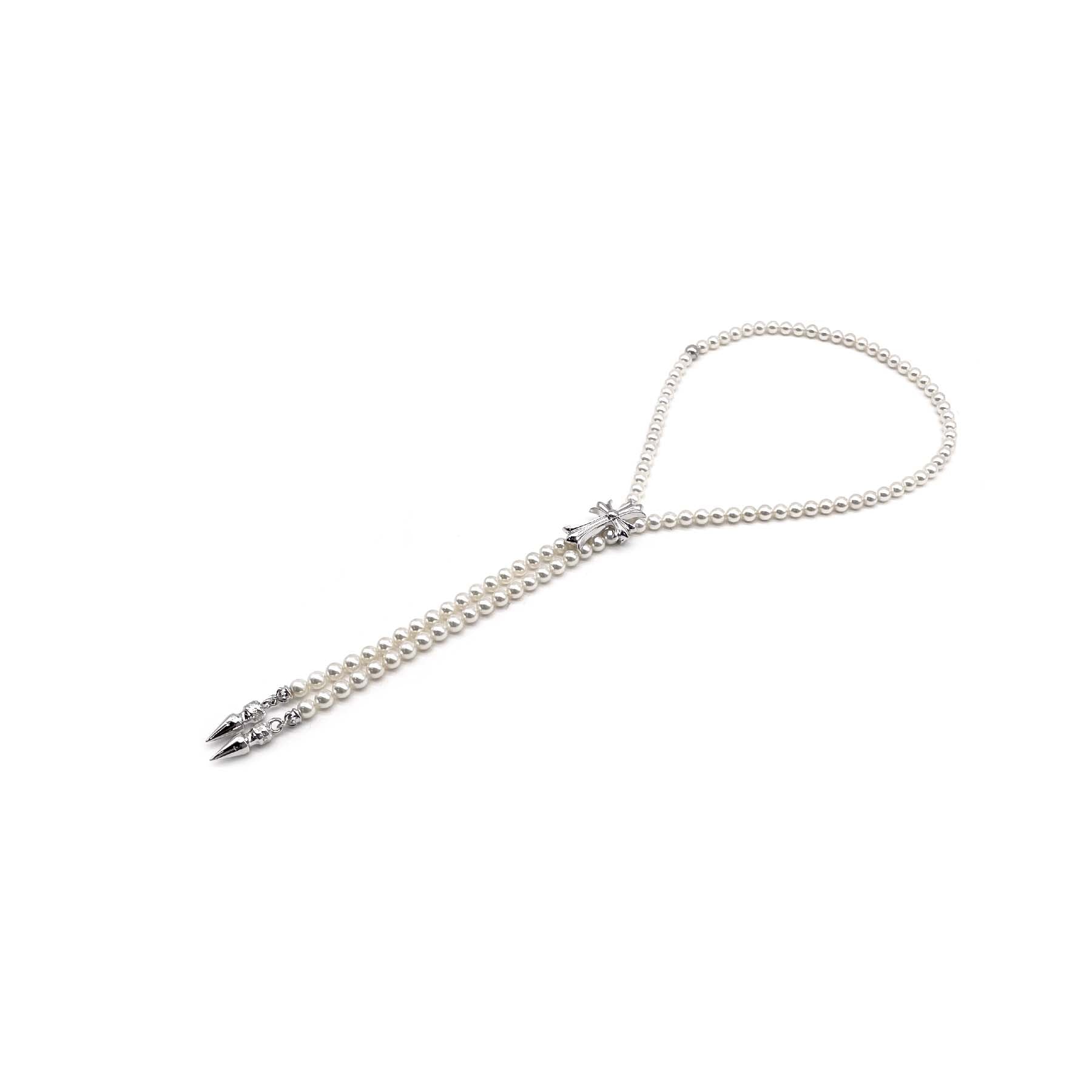 Chrome Hearts Mikimoto 18K White Gold Bolo Tie Necklace - SRM