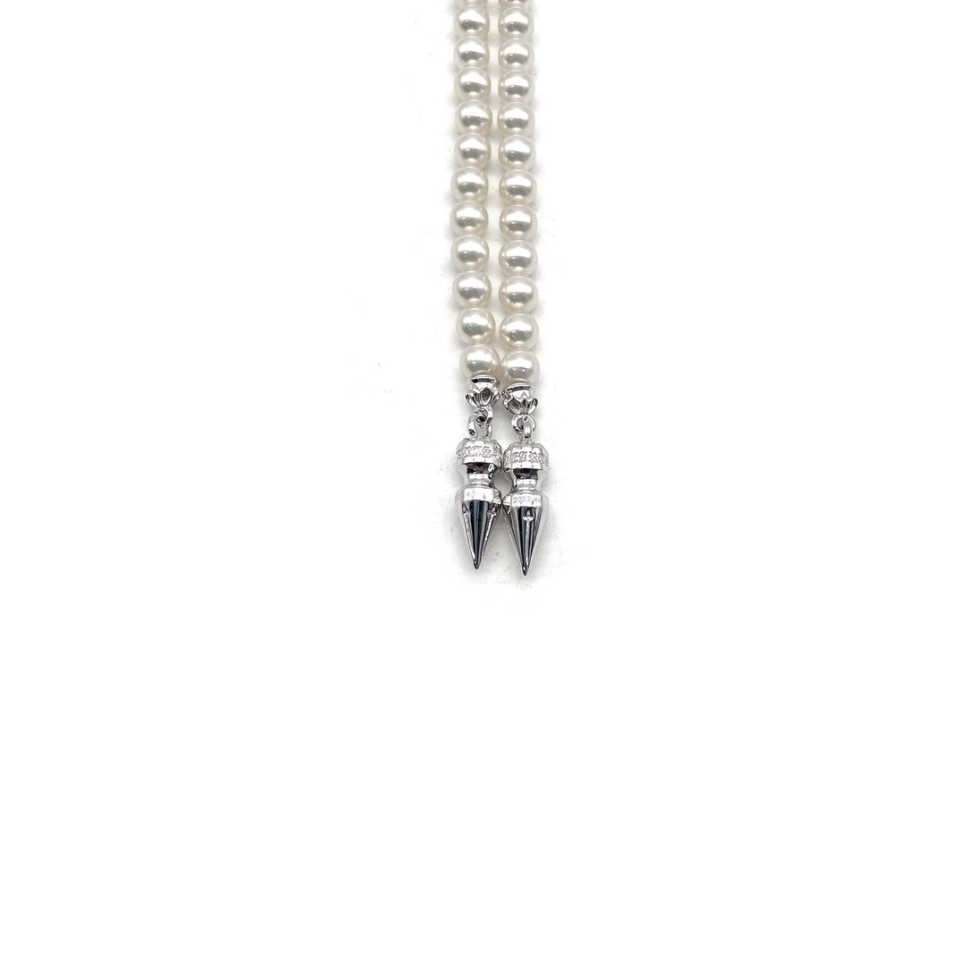 Chrome Hearts Mikimoto 18K White Gold Cross Bolo Tie Necklace - SHENGLI ROAD MARKET