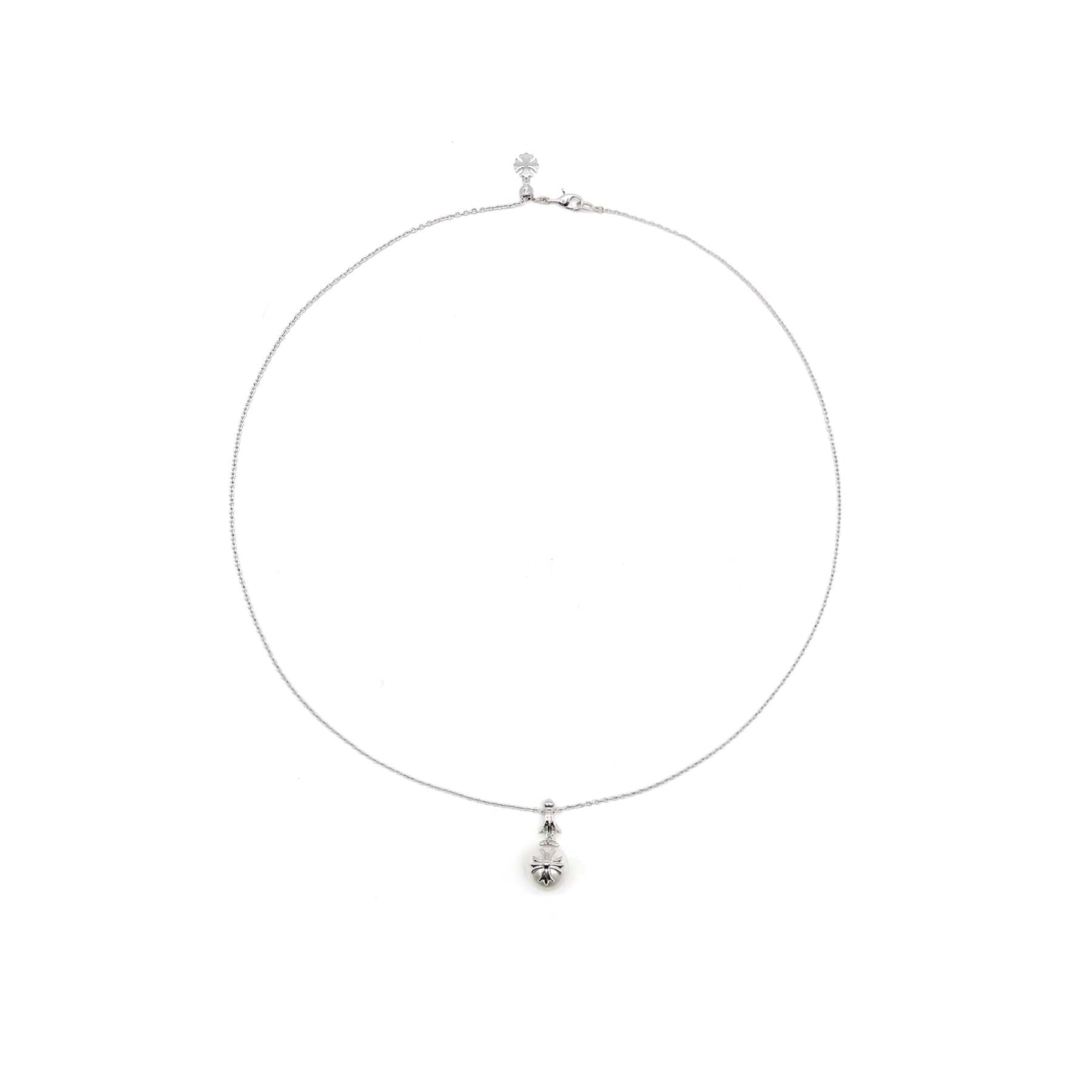 Chrome Hearts Mikimoto 18K White Gold Cross Pearl Necklace - SRM