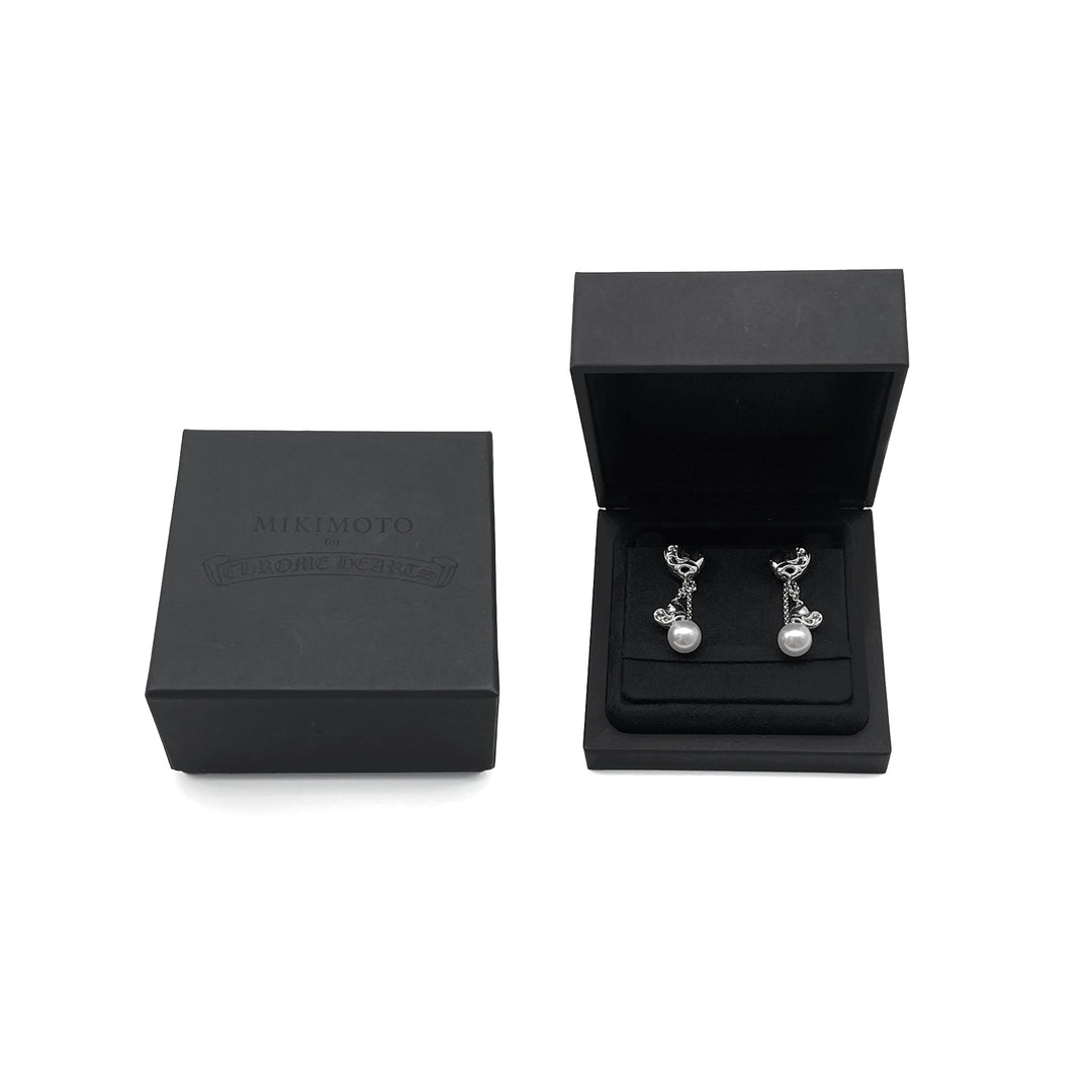 Chrome Hearts Mikimoto 18K White Gold Hearts Pearl Earring Drop - SHENGLI ROAD MARKET