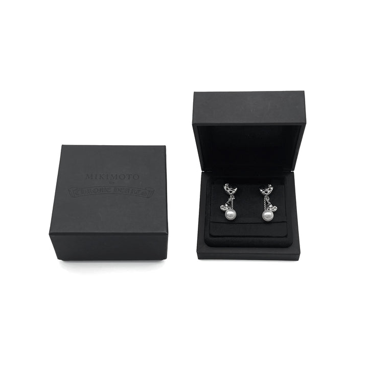 Chrome Hearts Mikimoto 18K White Gold Hearts Pearl Earring Drop - SHENGLI ROAD MARKET