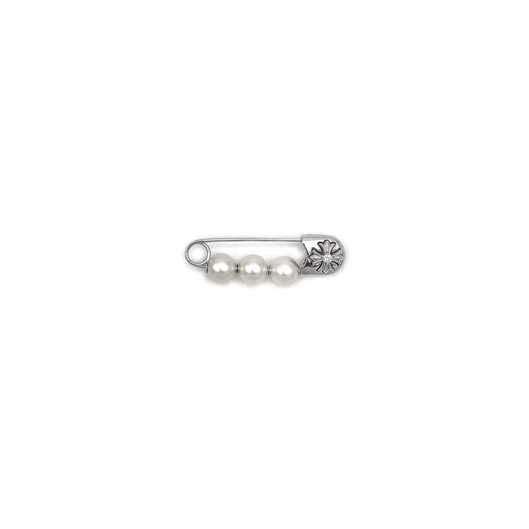 Chrome Hearts Mikimoto 18K White Gold Pearl CH Plus Safety Pin - SHENGLI ROAD MARKET