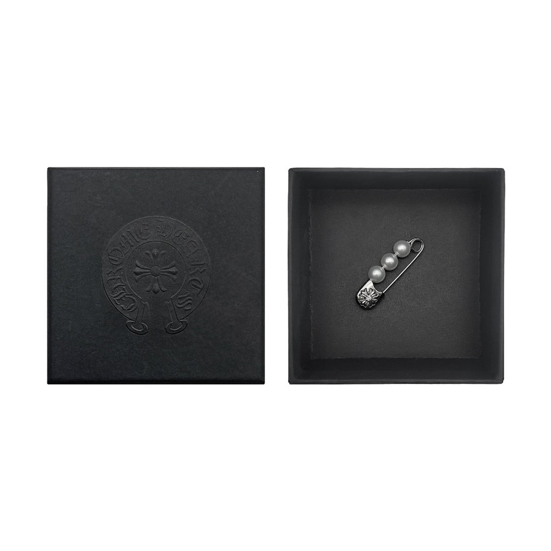 Chrome Hearts Mikimoto 18K White Gold Pearl CH Plus Safety Pin - SHENGLI ROAD MARKET