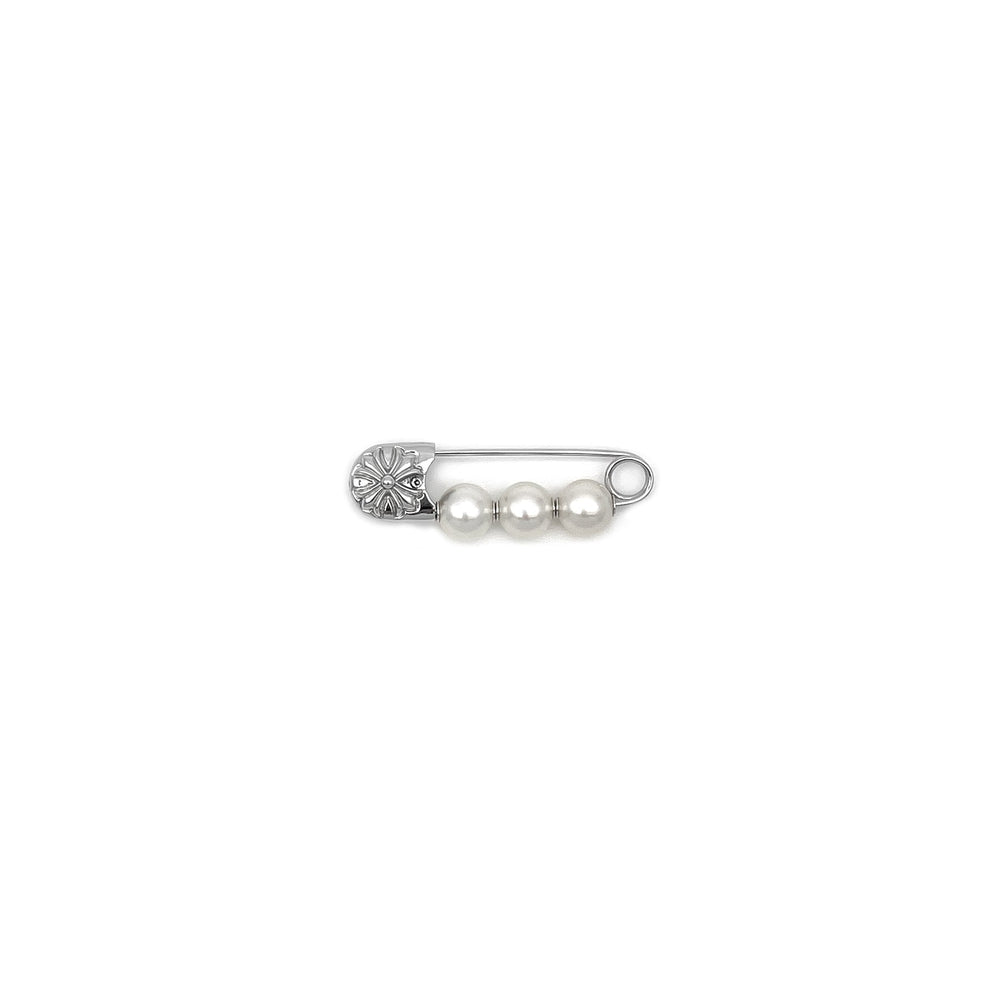 Chrome Hearts Mikimoto 18K White Gold Pearl CH Plus Safety Pin - SHENGLI ROAD MARKET