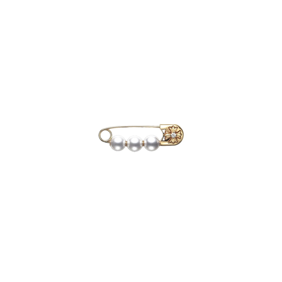 Chrome Hearts Mikimoto 22K Gold Diamond Pearl Safety Pin - SHENGLI ROAD MARKET