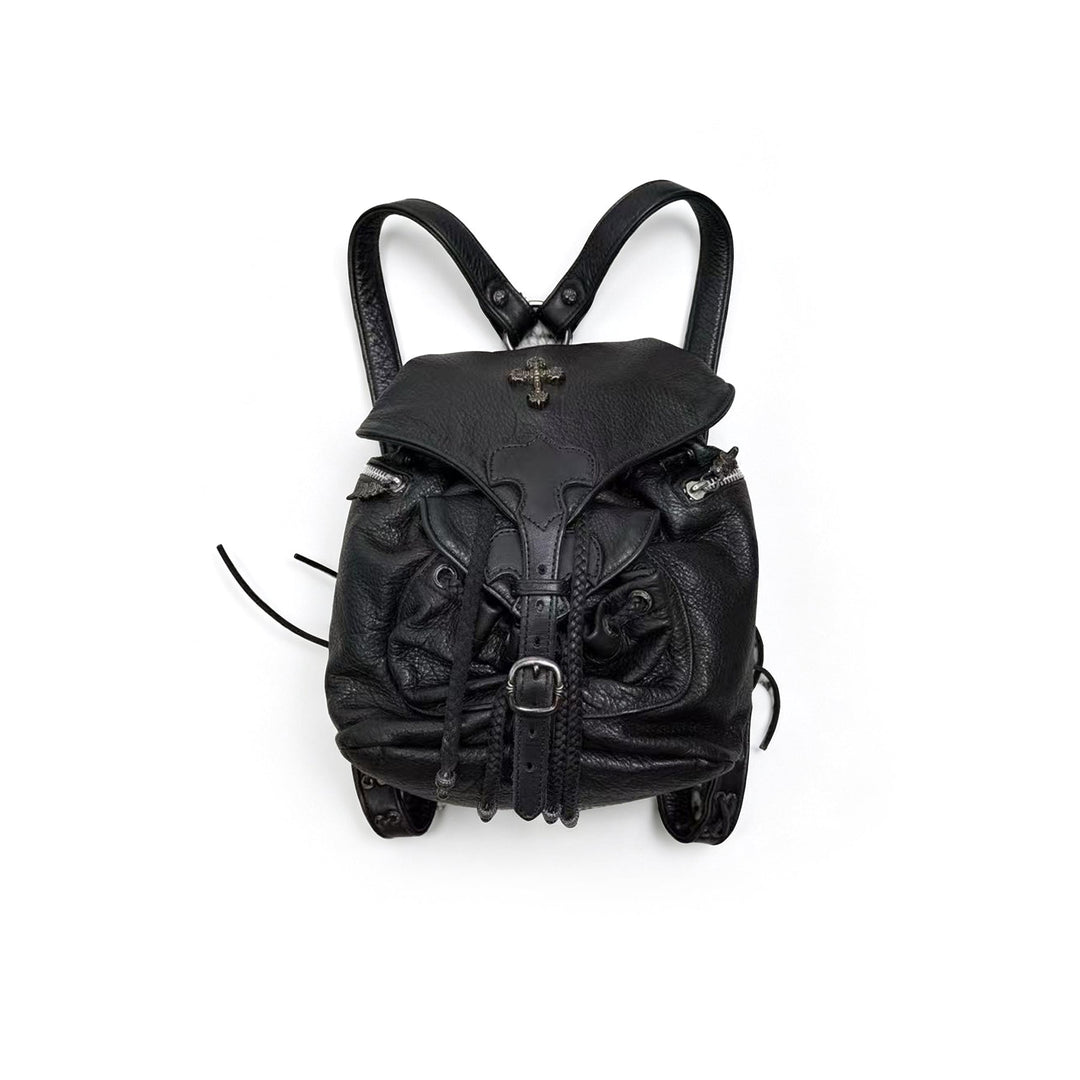 Chrome Hearts Mini Filigree Cross Black Leather Backpack - SHENGLI ROAD MARKET