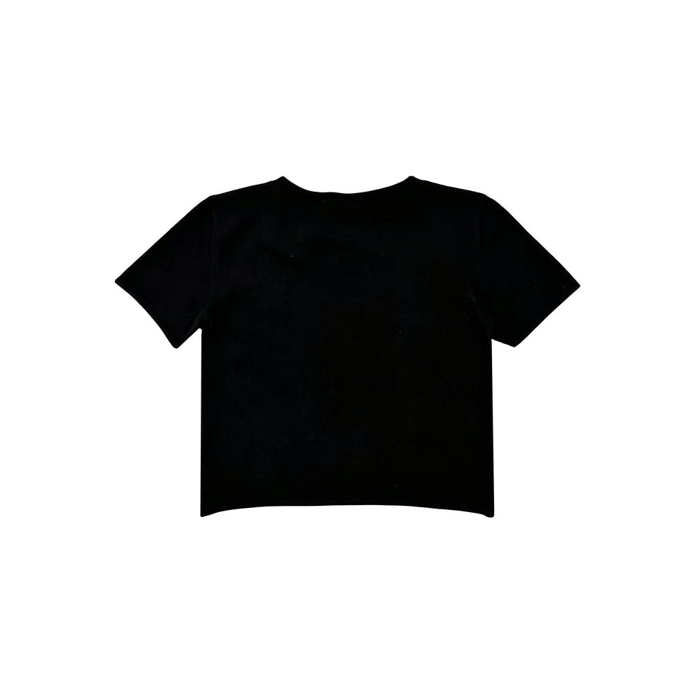 Chrome Hearts Mohair Knit Black Leather Silver Cross Short Sleeve Tee - SHENGLI ROAD MARKET