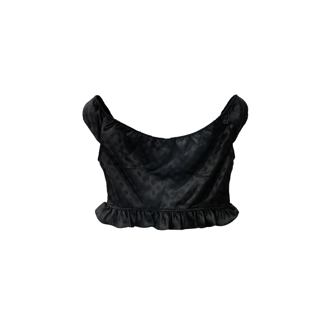 Chrome Hearts Monogram Cross Silk Off-Shoulder Crop Top - SHENGLI ROAD MARKET