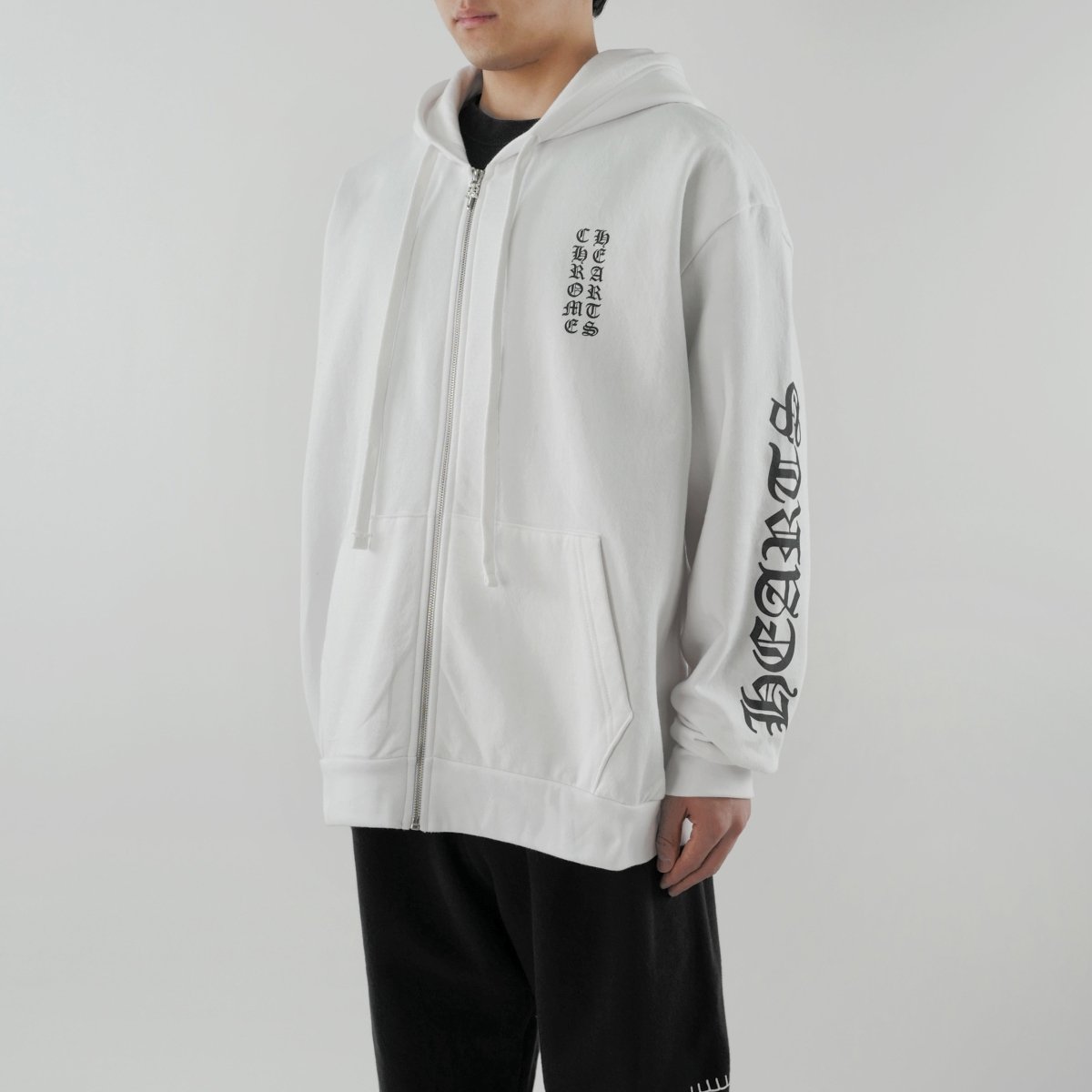 Chrome Hearts Monogram Vertical Logo Zip Up Hoodie - SRM