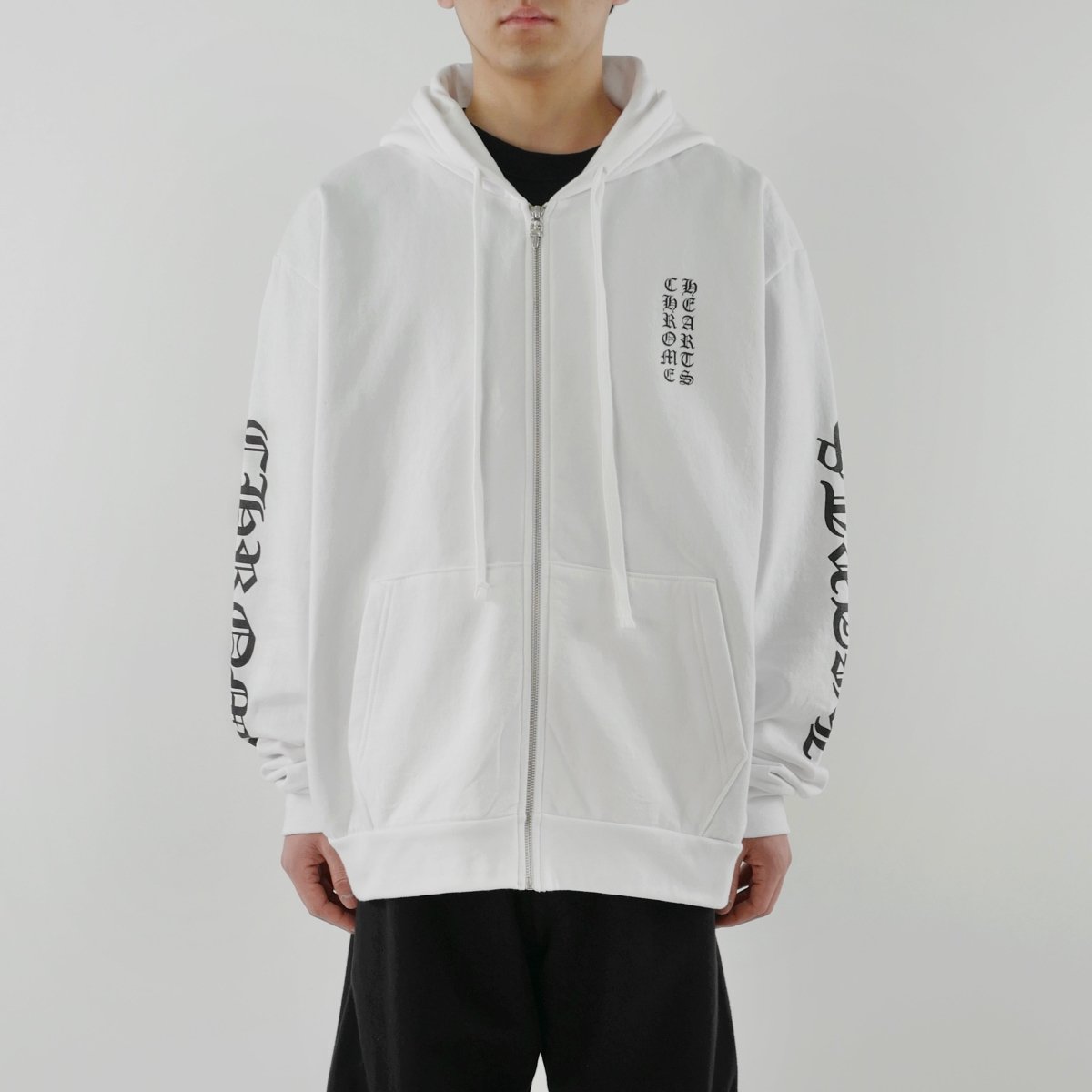 Chrome Hearts Monogram Vertical Logo Zip Up Hoodie - SHENGLI ROAD MARKET