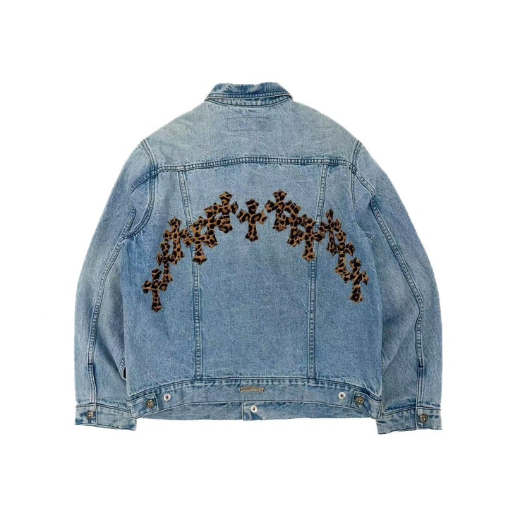Chrome Hearts Motorbreath Leopard Coss Patch Denim Jacket - SHENGLI ROAD MARKET