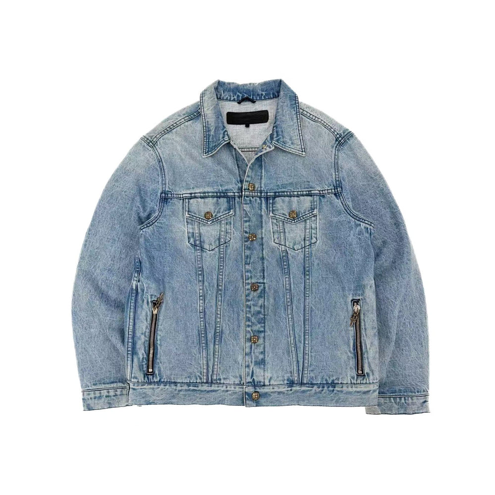 Chrome Hearts Motorbreath Leopard Coss Patch Denim Jacket - SHENGLI ROAD MARKET