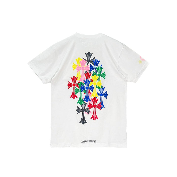 Chrome Hearts Multi Color Cross Cemetery White Short Sleeve T-Shirt Tee - SHENGLI ROAD MARKET