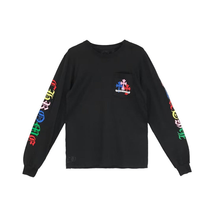 Chrome Hearts Multi Color Cross Logo Black Long Sleeve T-shirt - SHENGLI ROAD MARKET