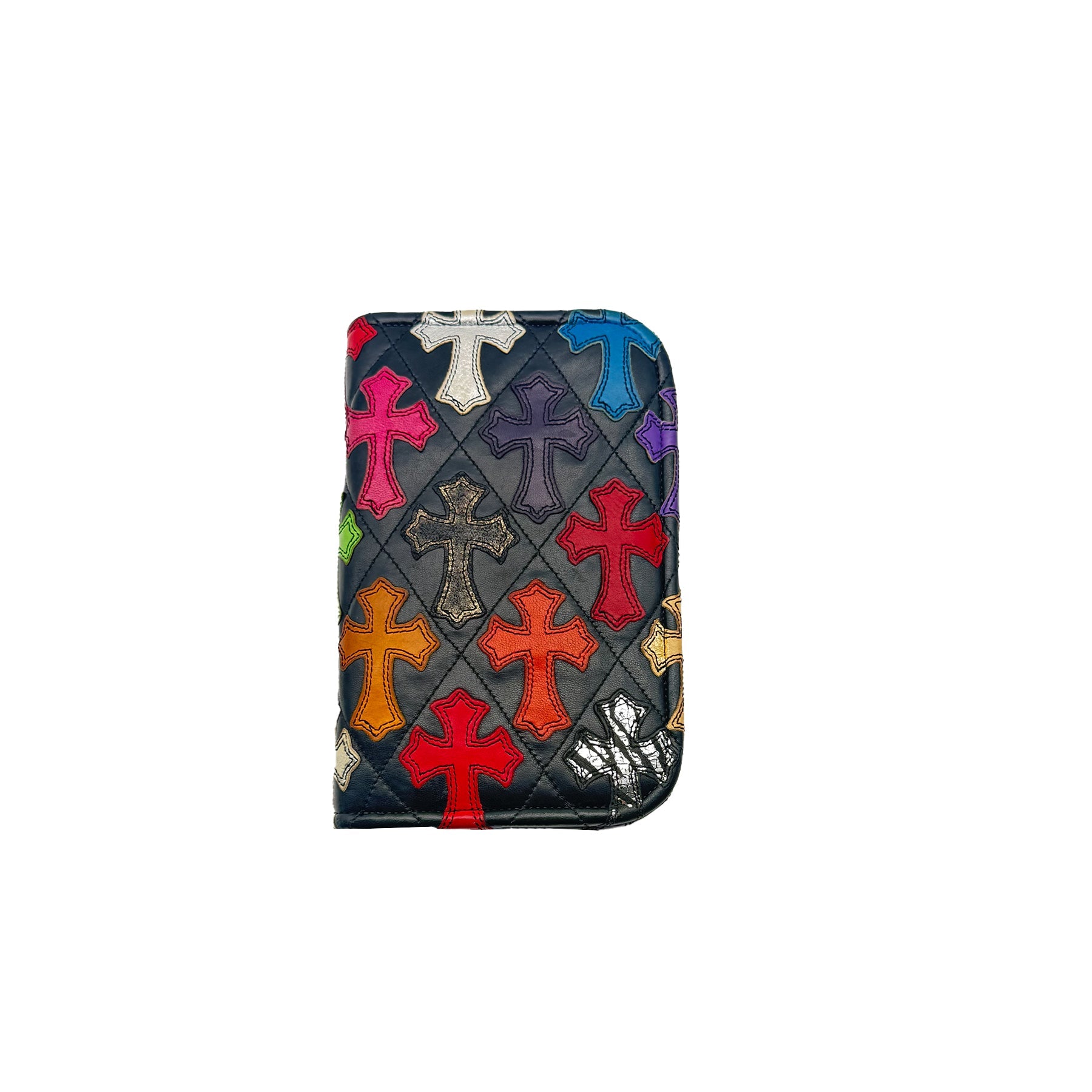 Chrome Hearts Multi-Color Cross Patch Qulited Zip Wallet - SRM