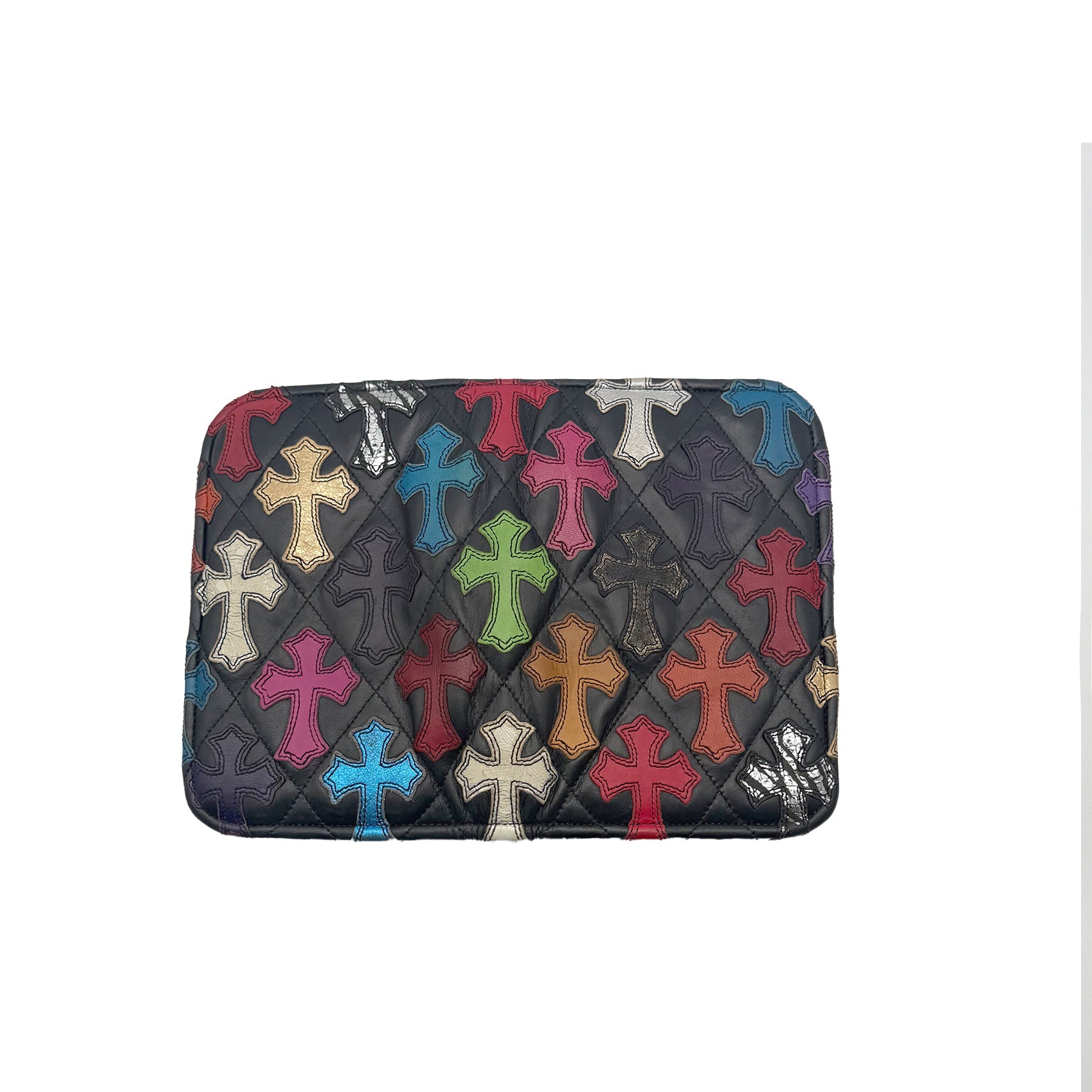 Chrome Hearts Multi-Color Cross Patch Qulited Zip Wallet - SRM