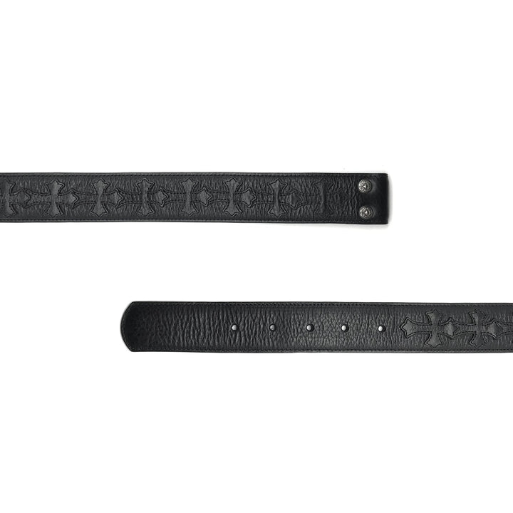 Chrome Hearts Multi Cross Black Leather Belt - SHENGLI ROAD MARKET