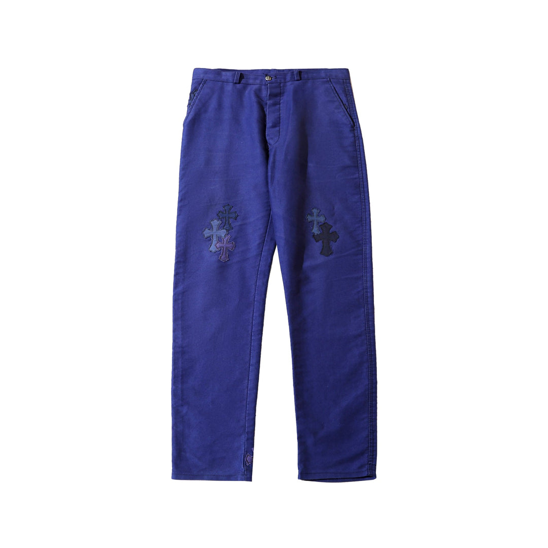 Chrome Hearts Multi Cross Patch Blue French Work Pants - SHENGLI ROAD MARKET