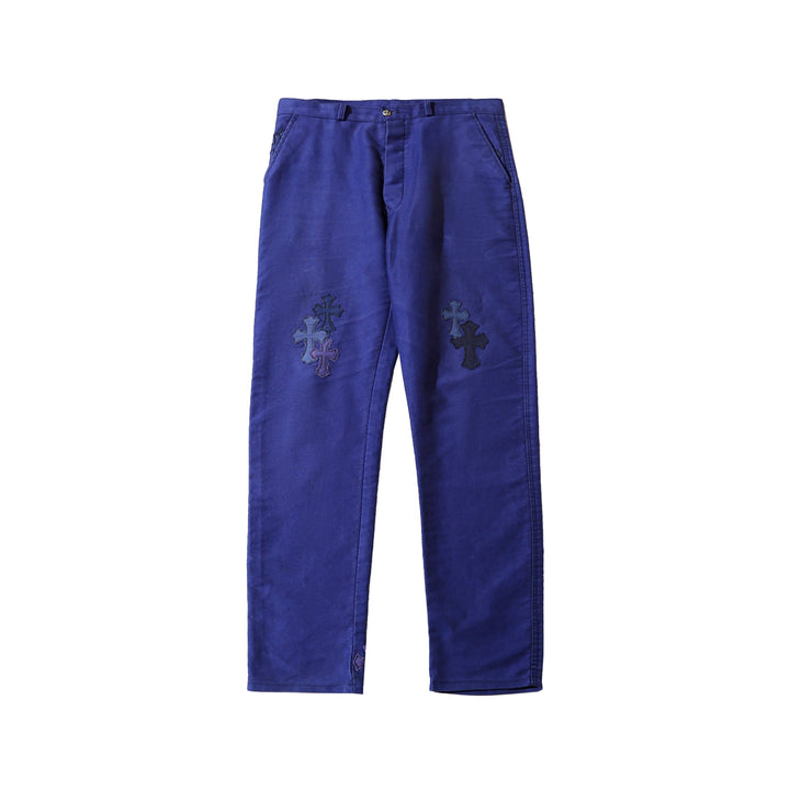 Chrome Hearts Multi Cross Patch Blue French Work Pants - SHENGLI ROAD MARKET