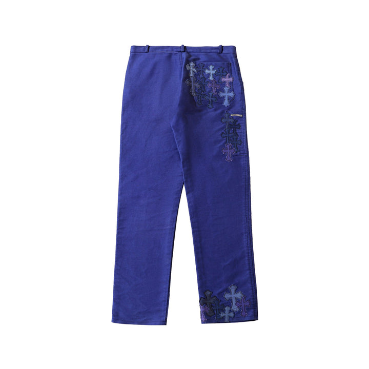 Chrome Hearts Multi Cross Patch Blue French Work Pants - SHENGLI ROAD MARKET