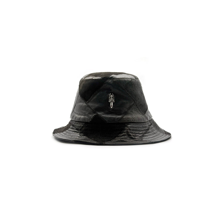 Chrome Hearts Multi Leather Patchwork Dagger Black Bucket Hat - SHENGLI ROAD MARKET