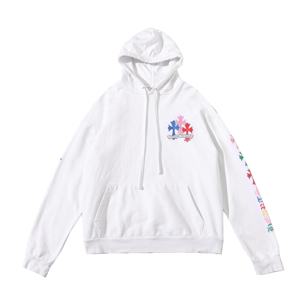 Chrome Hearts Multicolor Cemetery Cross White Pullover Hoodie - SHENGLI ROAD MARKET