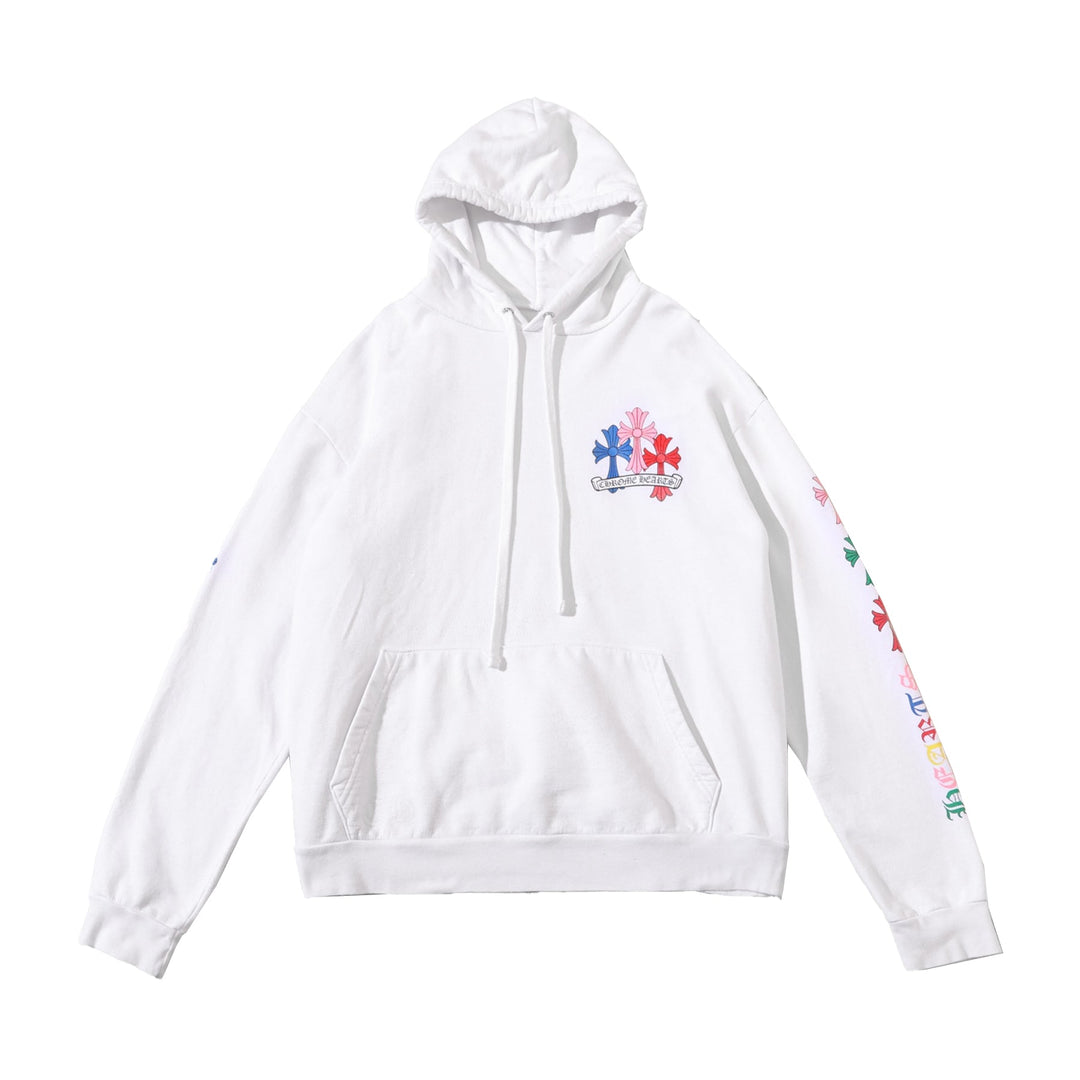 Chrome Hearts Multicolor Cemetery Cross White Pullover Hoodie - SHENGLI ROAD MARKET