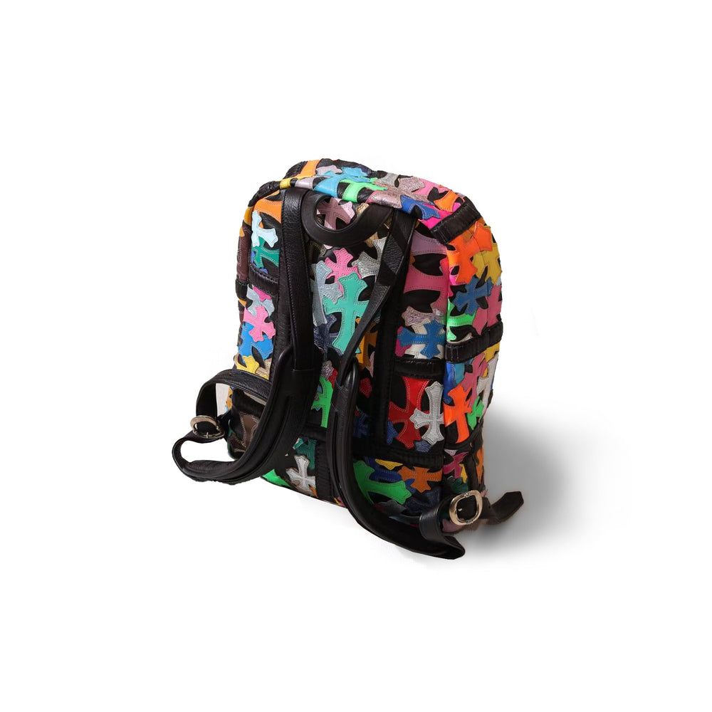 Chrome Hearts Multicolor Cross Patch Black Leather Backpack - SHENGLI ROAD MARKET