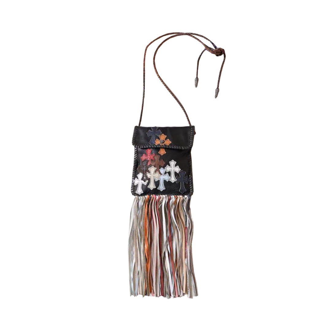 Chrome Hearts Multicolor Cross Patch Leather Fringe Crossbody Bag - SHENGLI ROAD MARKET