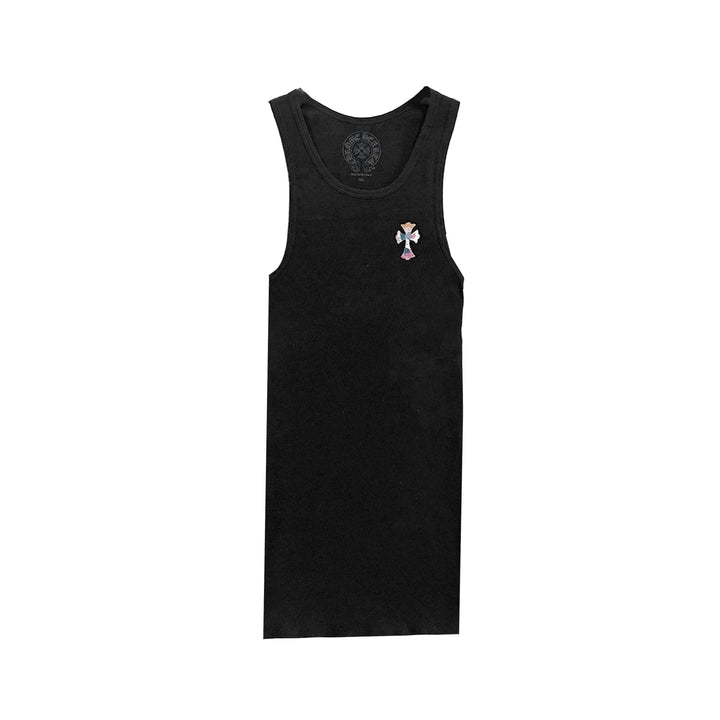 Chrome Hearts Muti Beaded Cross Logo Black Tank Top - SHENGLI ROAD MARKET