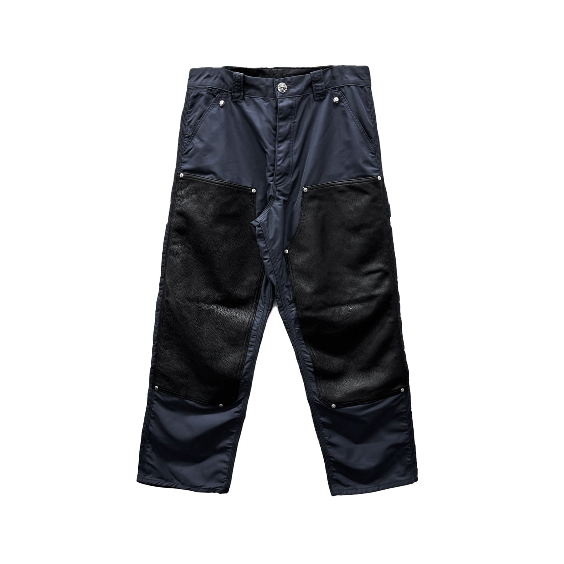 Chrome Hearts 1of1 Navy Leather Double Knee Carpenter Pants - SRM