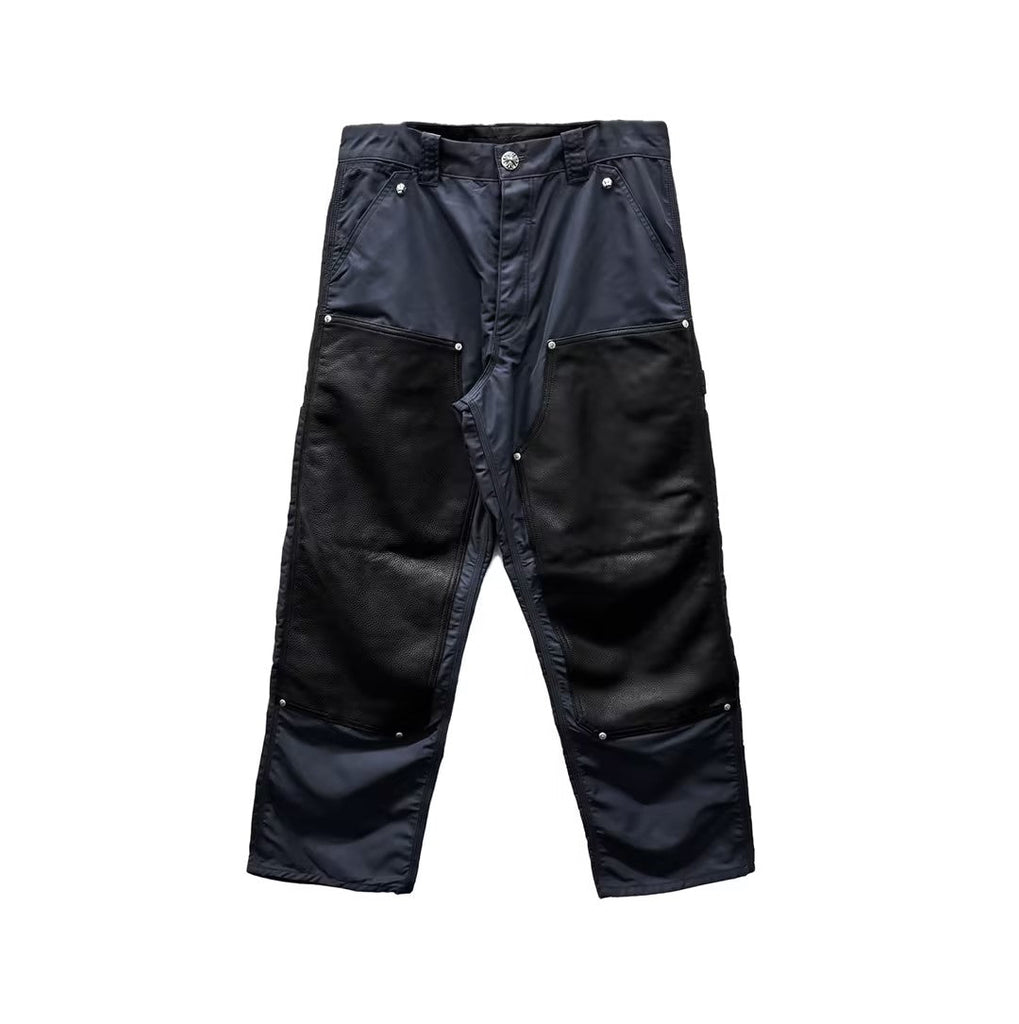 Chrome Hearts Navy Leather Double Knee Carpenter Pants - SRM