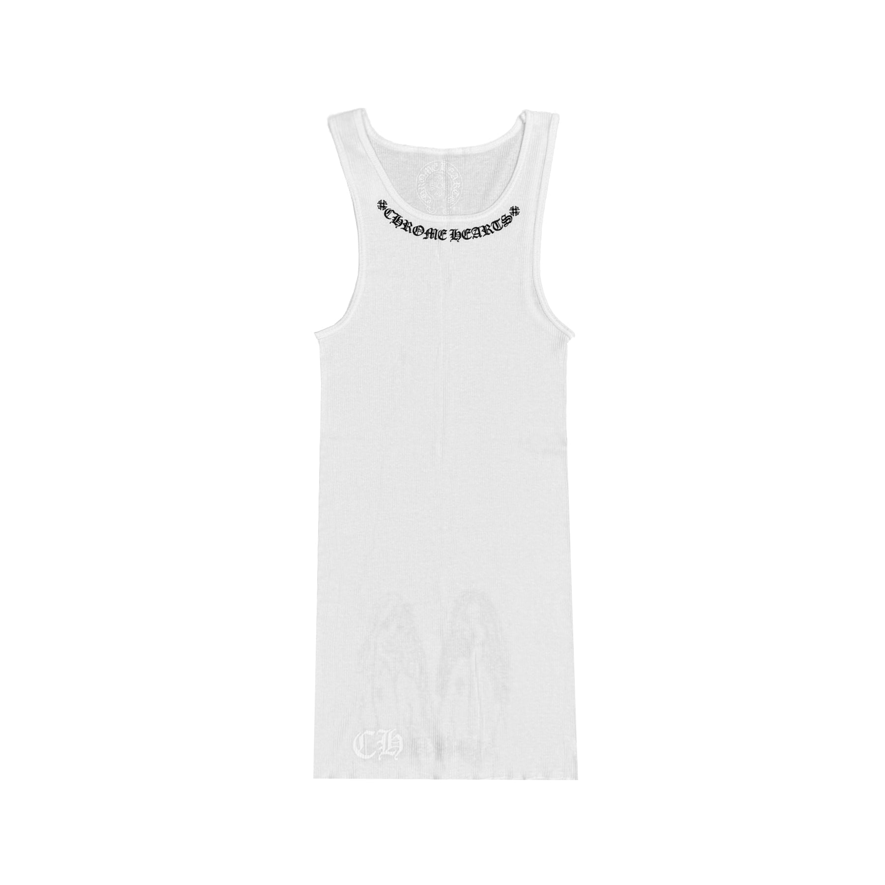 CHROME HEARTS 白 タンクトップ　レディース　Mサイズ Chrome Hearts Neck Logo Miyumi Sisters White Tank Top - SRM