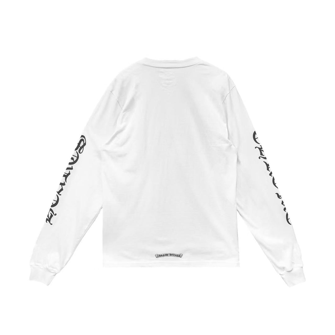Chrome Hearts Neck Logo White Long Sleeve T-Shirt Tee - SHENGLI ROAD MARKET