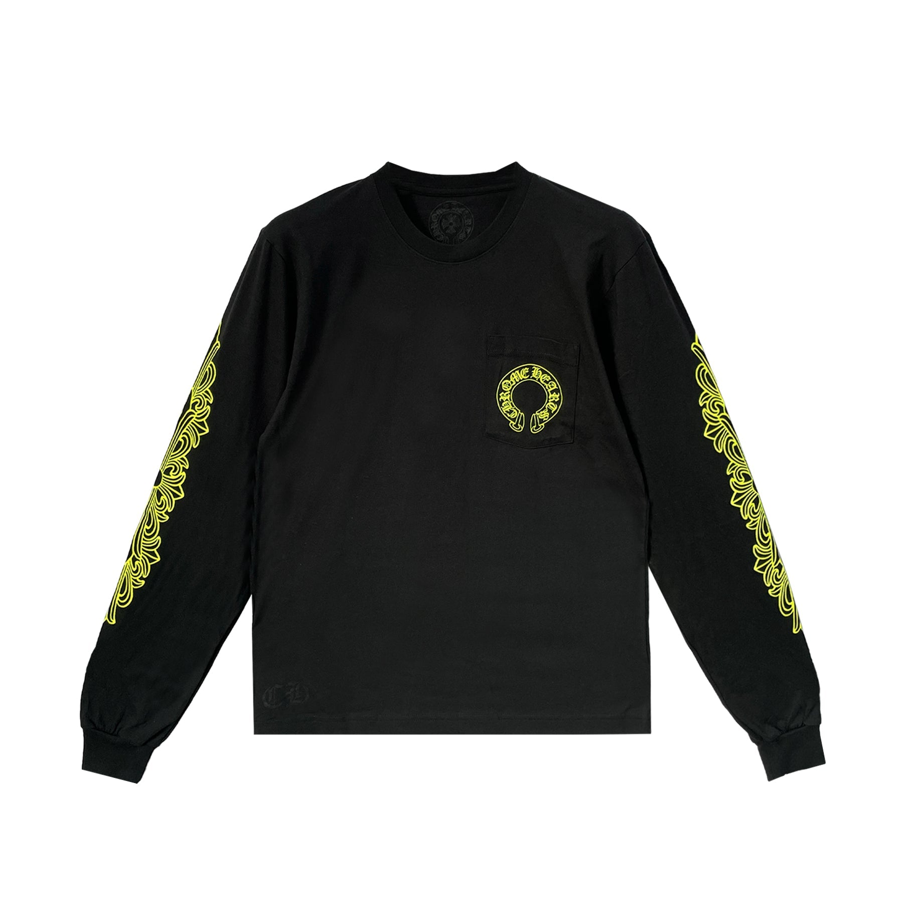 Chrome Hearts Neon Yellow Horseshoe Long Sleeve Tee - SRM