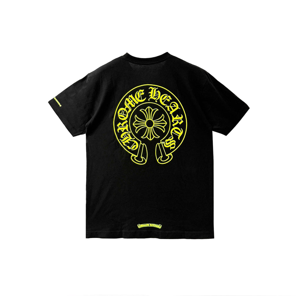 【最安値】クロム　Neon Yellow Horseshoe T-Shirt Chrome Hearts Neon Yellow Horseshoe Pocket Short Sleeve Tee - SRM