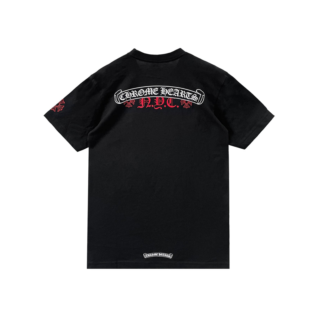 Chrome Hearts NYC Exclusive Red Scroll Cross Short Sleeve Tee - SHENGLI ROAD MARKET