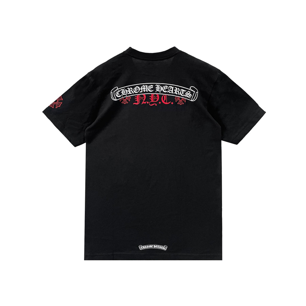 【希少】usa製 CHROME HEARTS t-shirt RS3 18m Chrome Hearts NYC Exclusive Red Scroll Cross Short Sleeve Tee