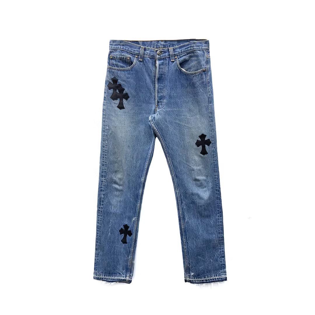 Chrome Hearts OG Sample Levis 5001 Cross Patches Jeans - SHENGLI ROAD MARKET